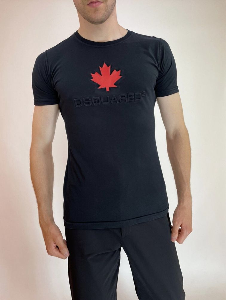 Чоловіча чорна футболка DSQUARED2 Оригінал  розмір L slim fit