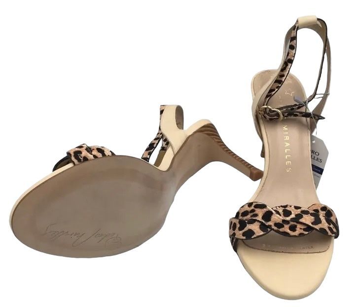 Buty damskie sandały beż w panterkę skórzane Pedro Miralles r 41