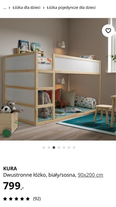 Łóżko pietrowe kura ikea baldachim dla dzieci