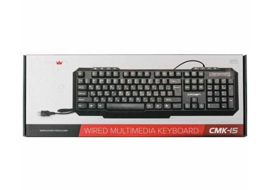 Клавиатура проводная Crown CMK-15 USB BLACK