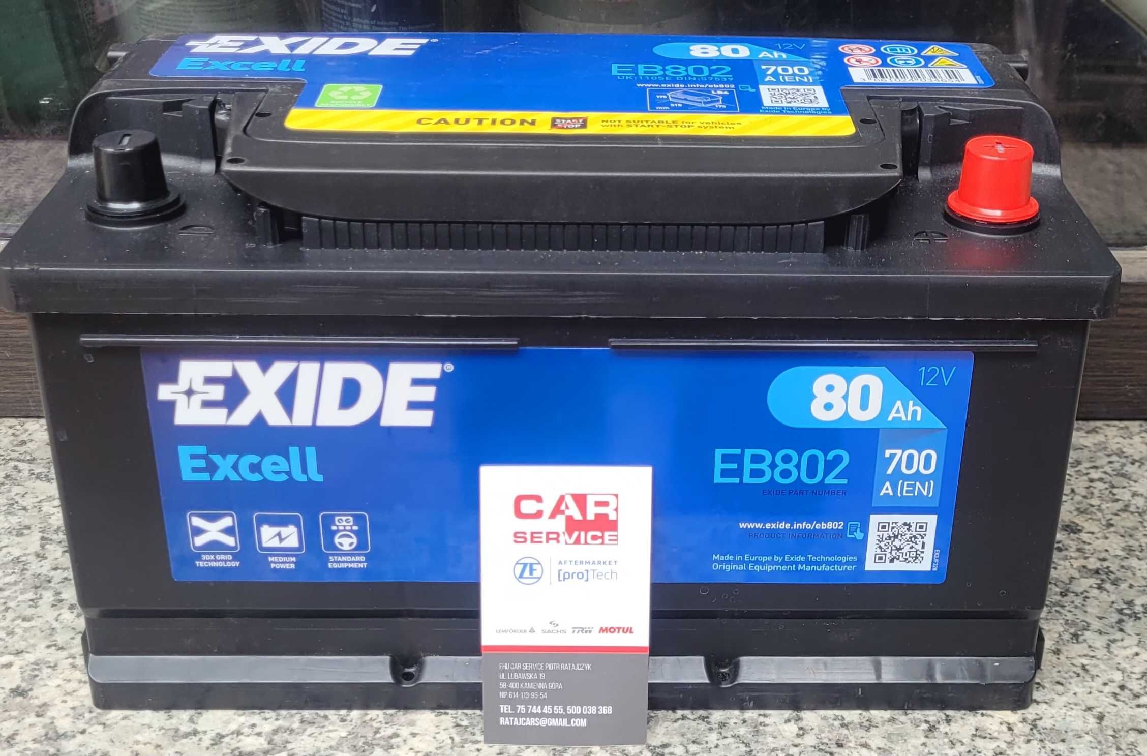 Sklep Akumulatory Car Service  NOWY AKUMULATOR EXIDE 80AH 700A 12V