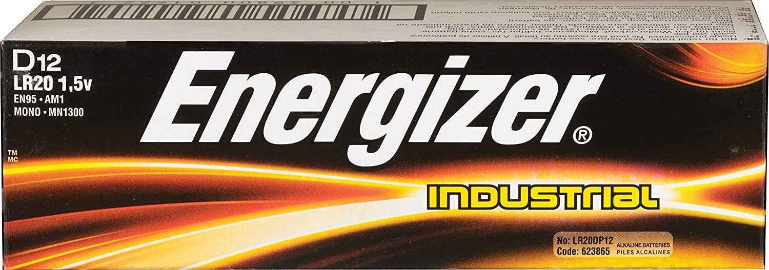 Baterias Profissionais ∎ Energizer ∎ LR20 ∎ 1.5V D ∎ Pacote de 12