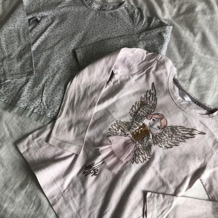 Dwie koszulki dziewczęce z dł. rękawem r.110/116