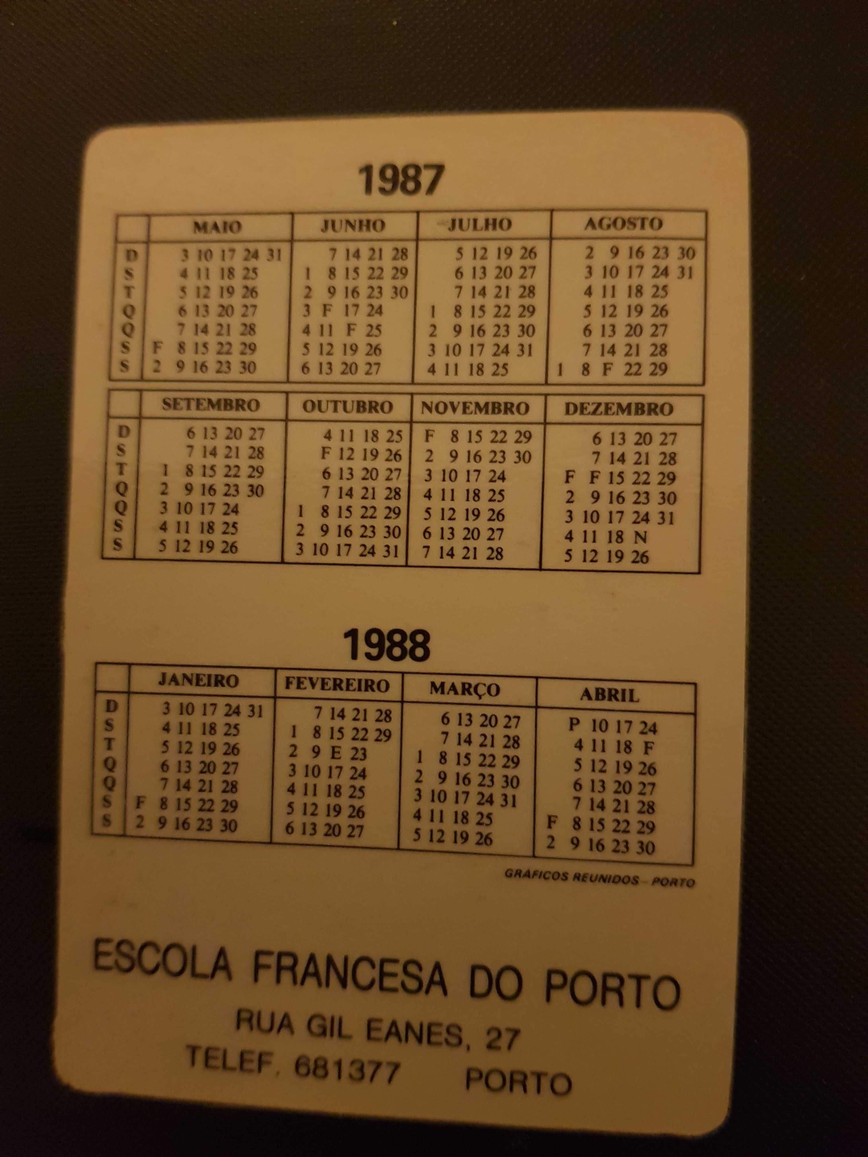 Calendários antigos de vários anos