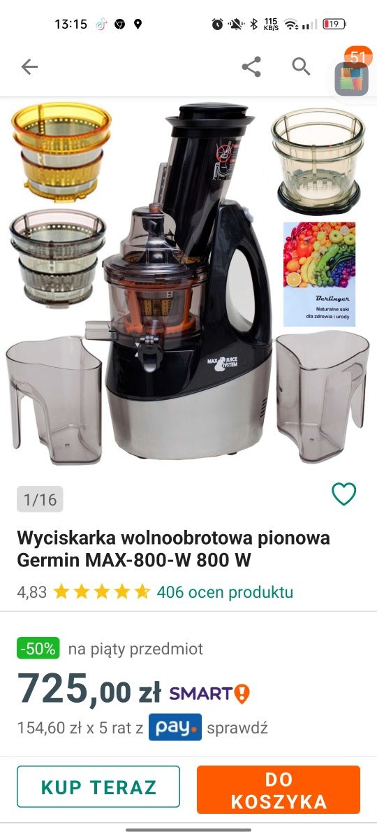 Wyciskarka wolnobrotowa Germin