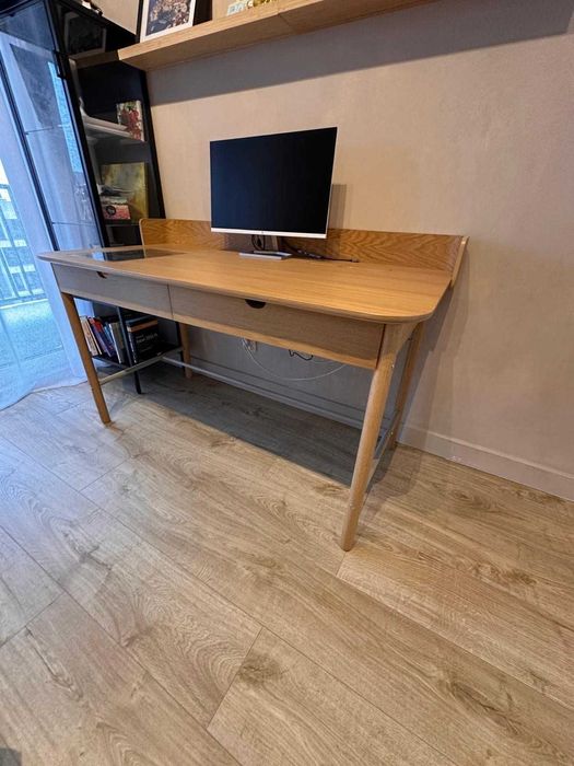 Biurko RIDSPO | Dąb | 140x70 cm | Ikea | stan BDB | drewniane