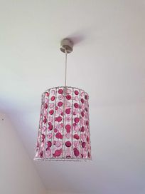 Lampa różowa, zestaw dwóch lamp wiszących + mała stojąca