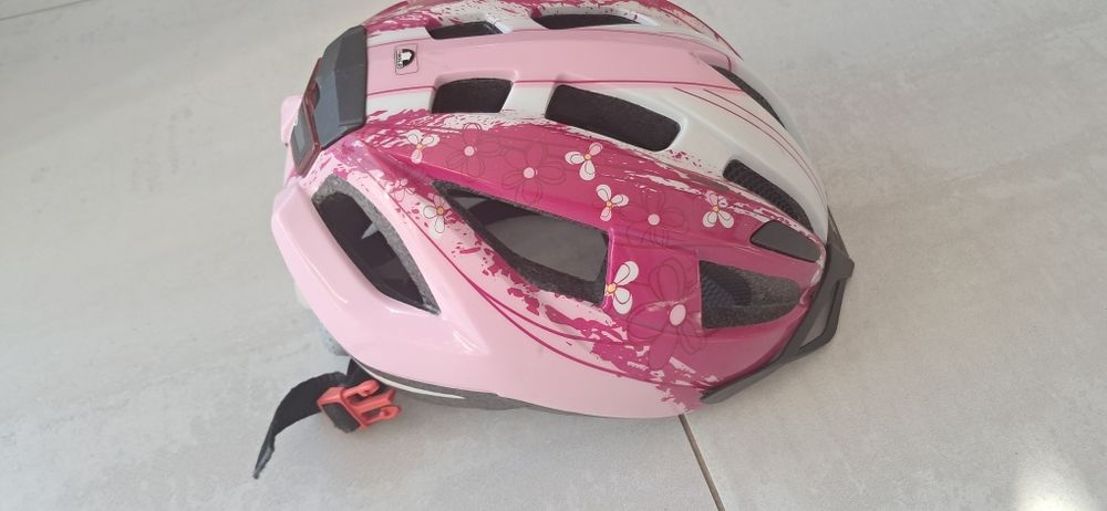 Kask rowerowy dziecięcy - różowy w kwiatki