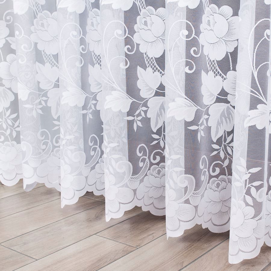 Firanka żakardowa 023006 z taśmą wys 245x450 biała