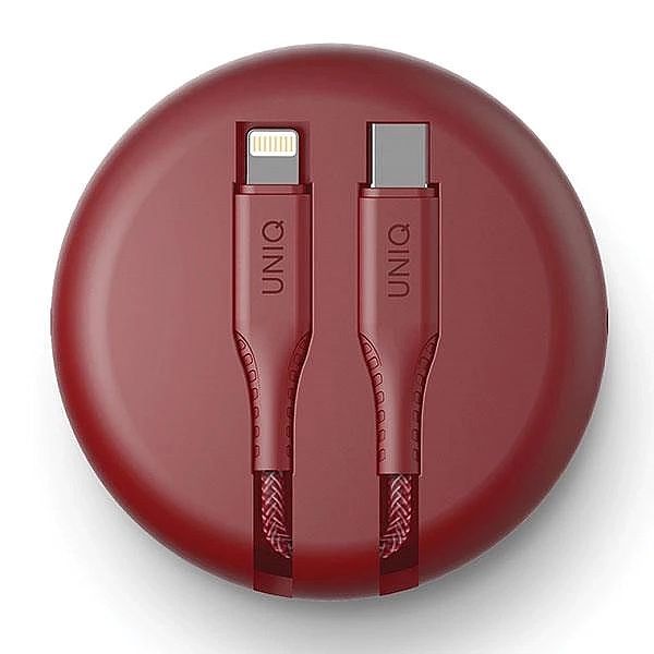 Kabel MFi Uniq Halo Usb-c / Lightning 18w nylonowy zwijany 1,2m - czer