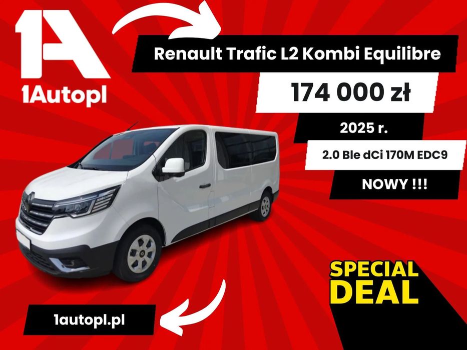 Renault Trafic Equilibre L2,  2.0 170KM,  AUTOMAT 9 osobowy,