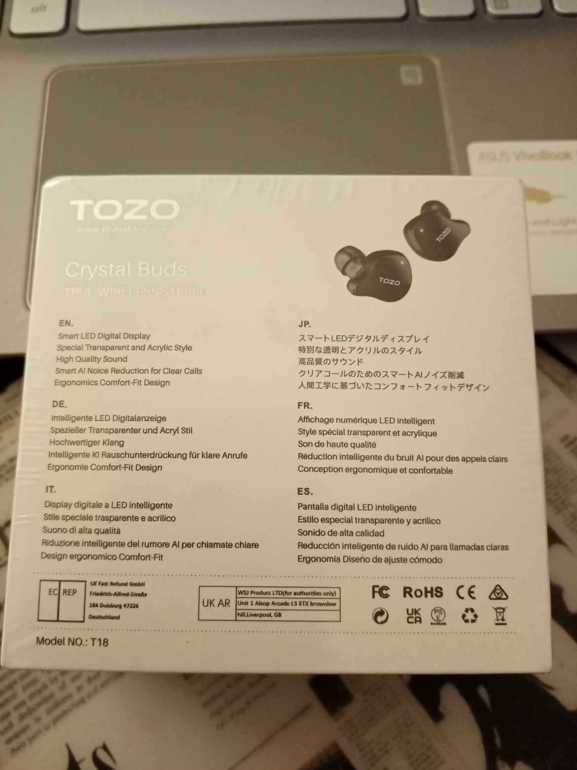 Słuchawki bezprzewodowe Tozo T18 Crystal Buds