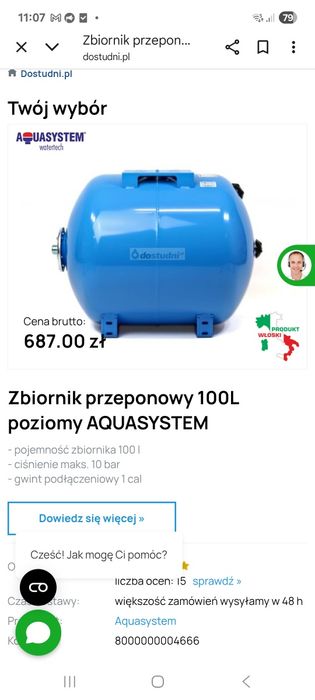 Zbiornik 100 litrowy hydroforowy Aqua system