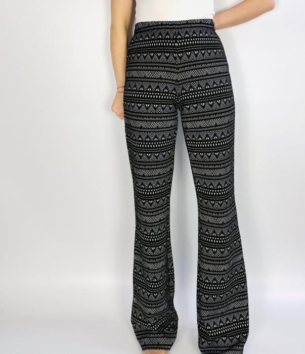 Wzorzyste spodnie dzwony boho M 38