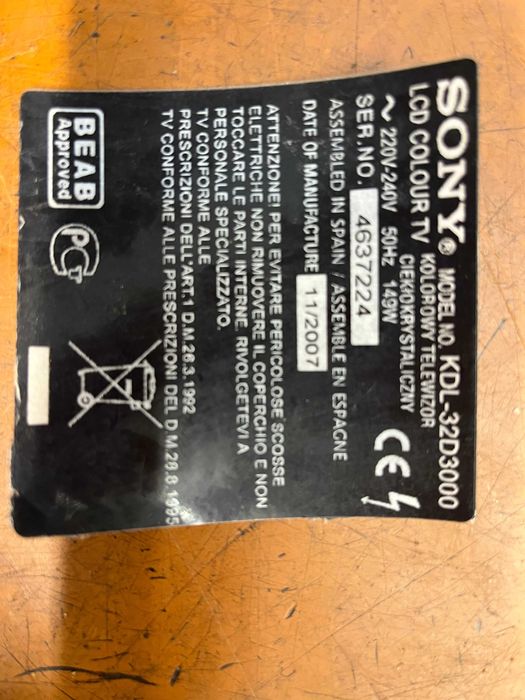 Телевізор Soni Bravia KDL -32 плати і динаміки