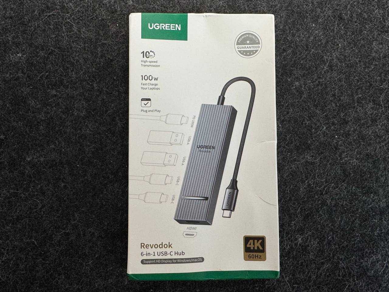 USB Хаб Ugreen Revodok 6в1 CM818 HDMI 4K 60Hz C 3.2 10Gbps 100W PD Hub