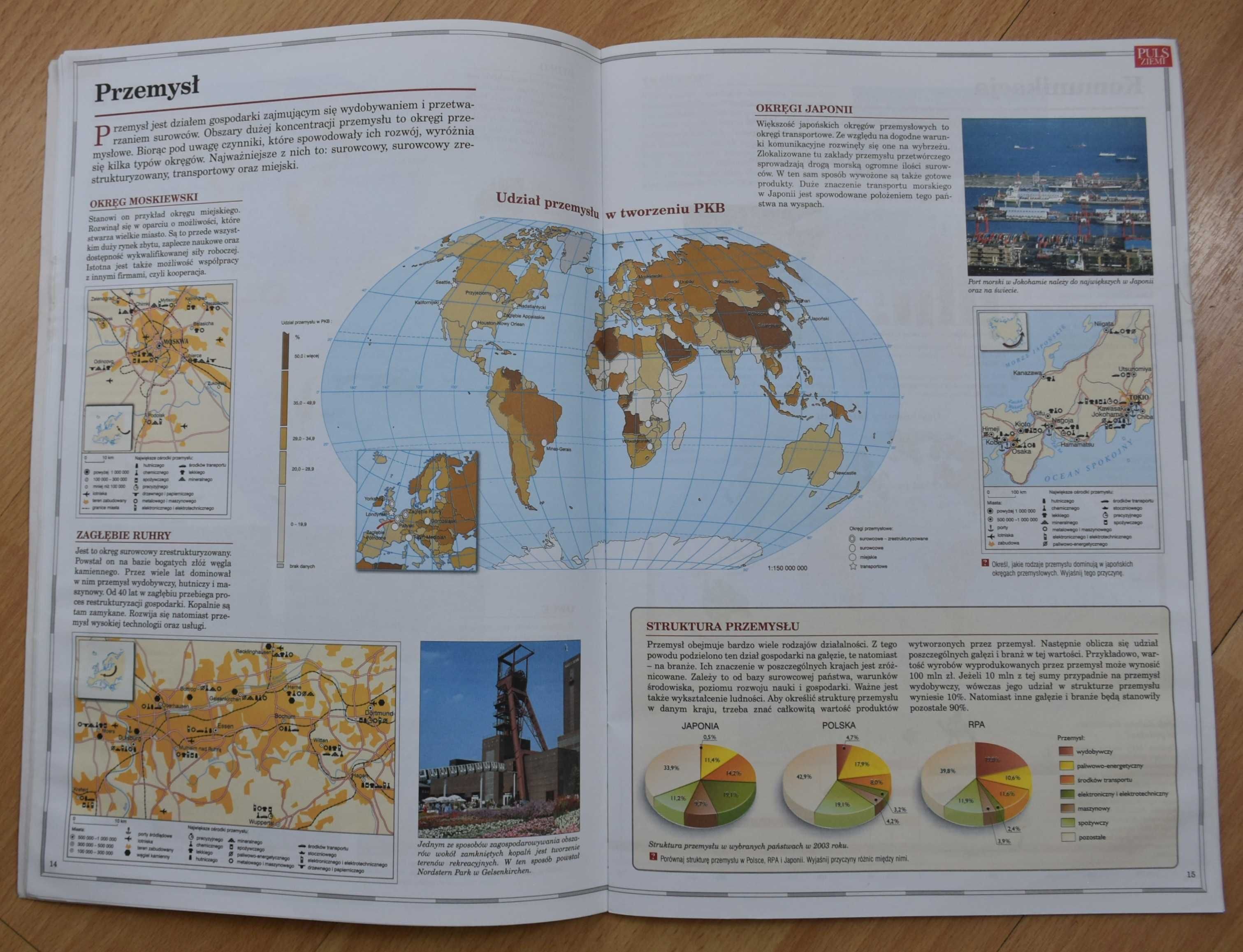 Atlas geograficzny ilustrowany, Puls Ziemi, kolorowe zdjęcia i wykresy