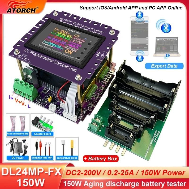 Электронная нагрузка Atorch DL24MP-150W-FX, 25А + battery box,блютуз