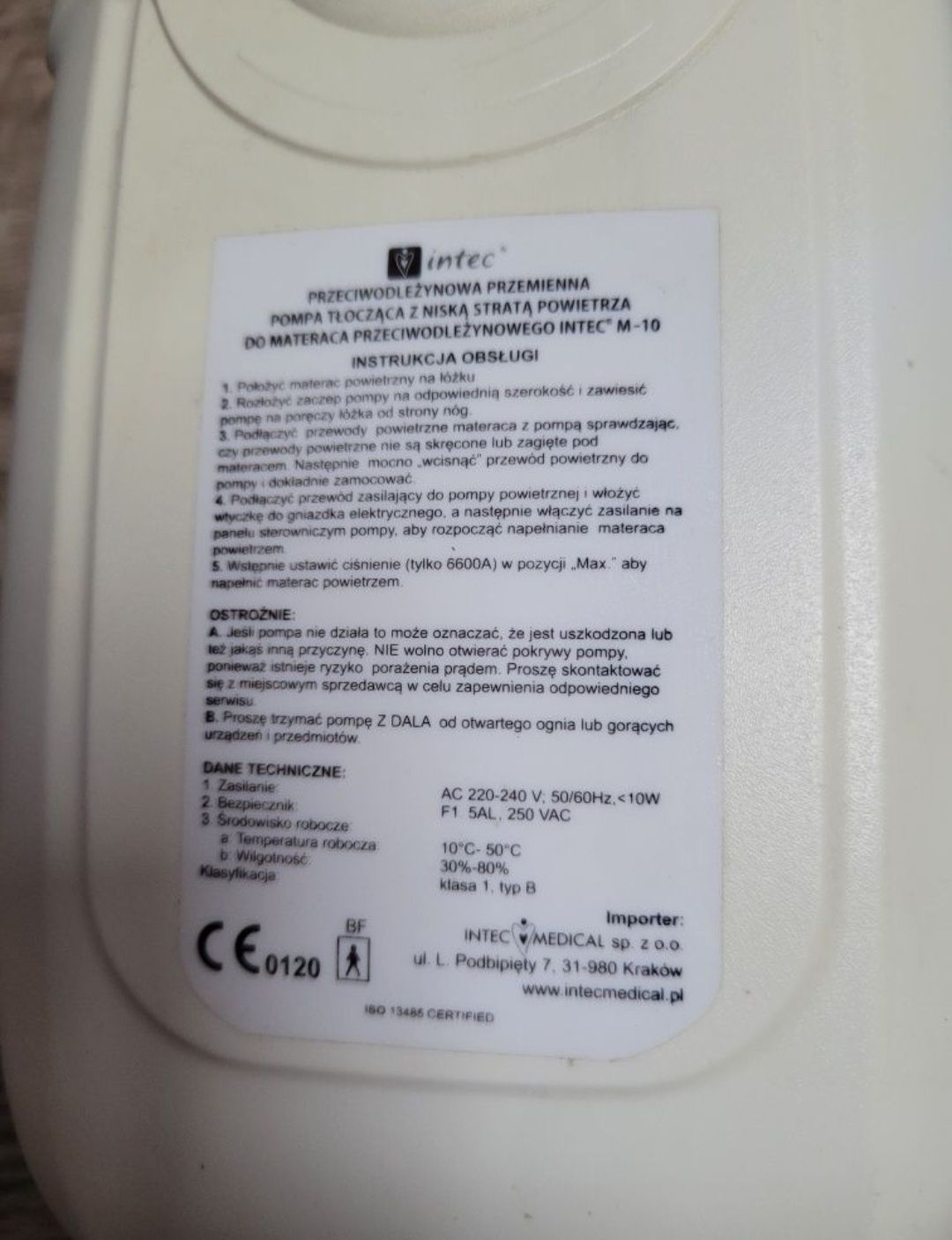 Intec materac przeciwodleżynowy+ pompa
