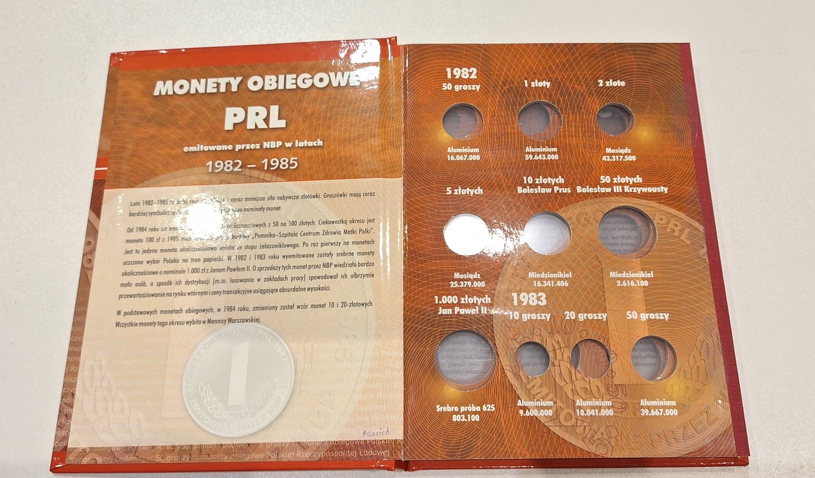 Album na monety obiegowe PRL, 1982 - 1985  klaser kolekcjonerski