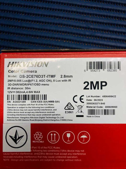 Камера видео наблюдения Hikvision Turbo HD EXIR DS-2CE76D3T-ITMF 2.8мм