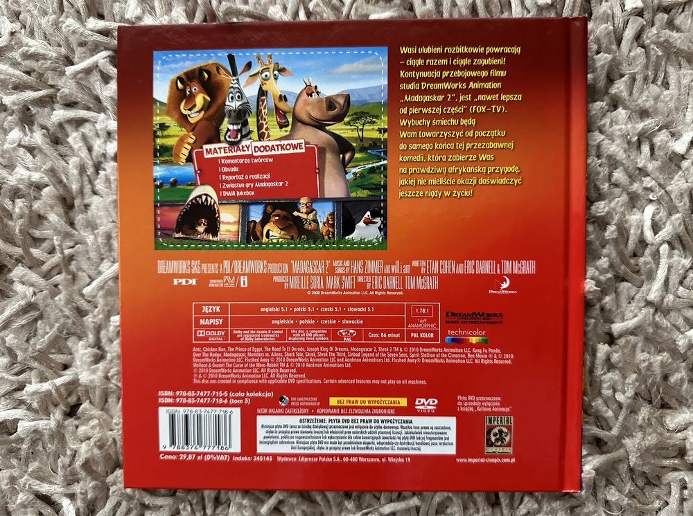 Książka i film na DVD „Madagaskar 2”