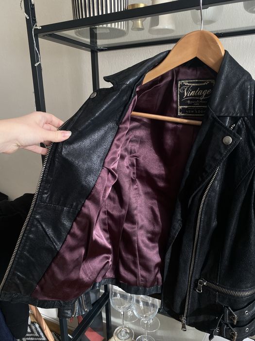 Kurtka skórzana ramoneska rockowa metalowa gruba skóra XS XXS