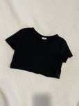 Bluzka crop top czarny krótki rękaw