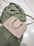 Torebka na ramię, torba typu shopper z zamkiem, Zara, pudrowy róż