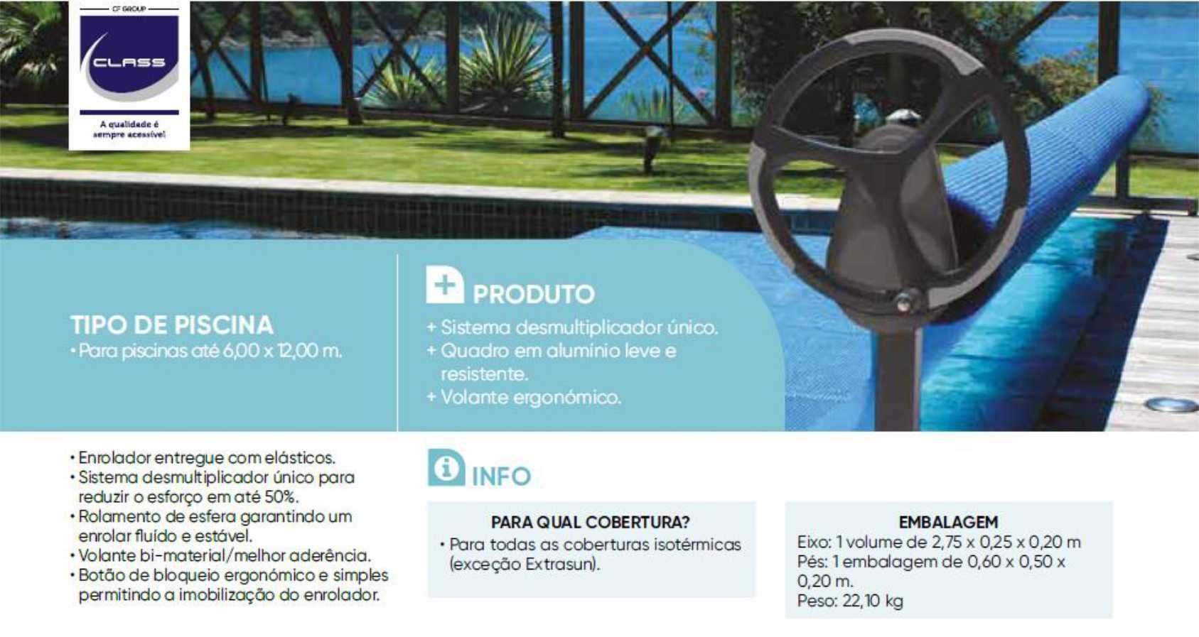 Enrolador Basic 2 de cobertura isotérmicas para piscinas