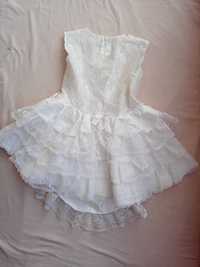 Biała, koronkowa, elegancka sukienka 98/104