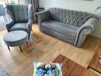 Sofa rozkładana BRW - komplet fotel, pufa