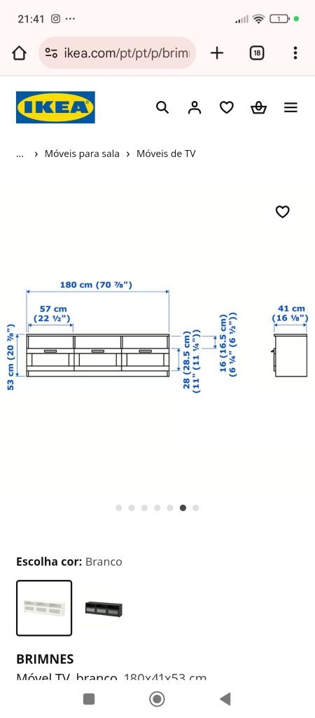 Móvel Multiuso Branco com 3 gavetas