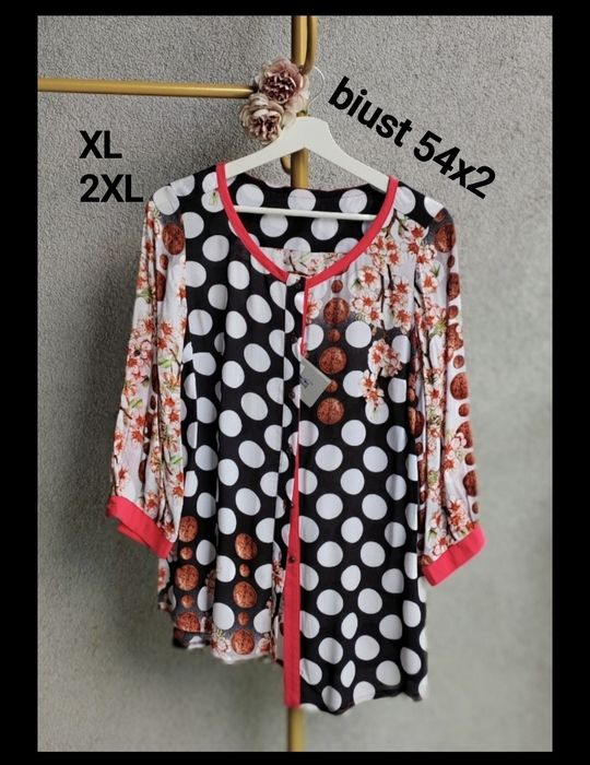 Bluzka asymetryczna made in Ukraina L XL 40 42 biust 54 x 2 bawełna