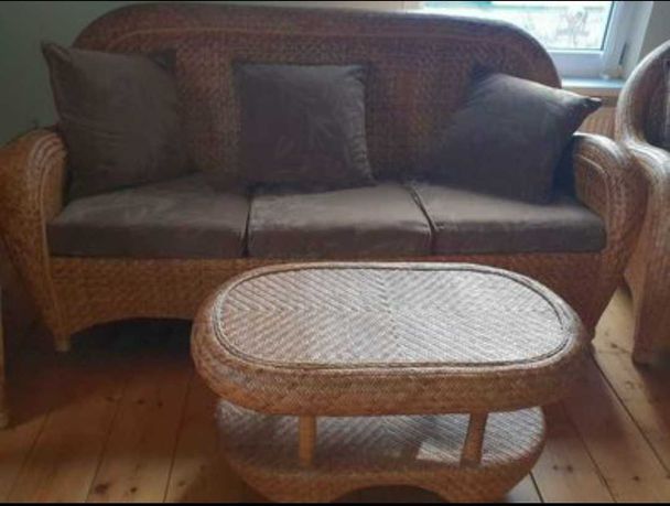 Zestaw rattanowy sofa 2 fotele 2 stoliki