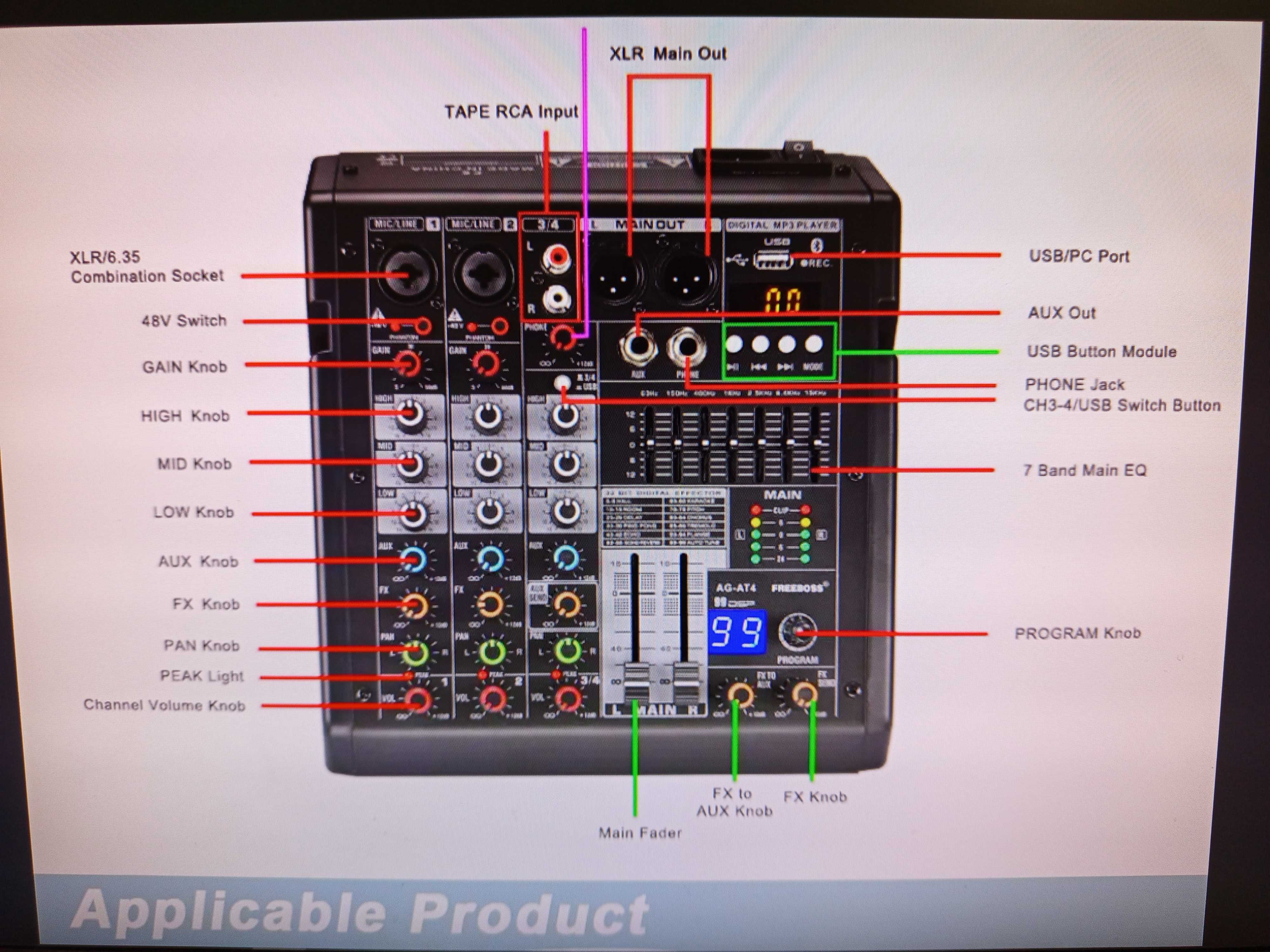 Mesa de Áudio 99 DSP USB Bluetooth Nova