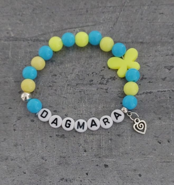 Bransoletka imię imienna z napisem koraliki zawieszka