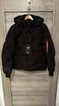 Alpha Industries Hooded Logo Puffer - Kurtka z kapturem czarna