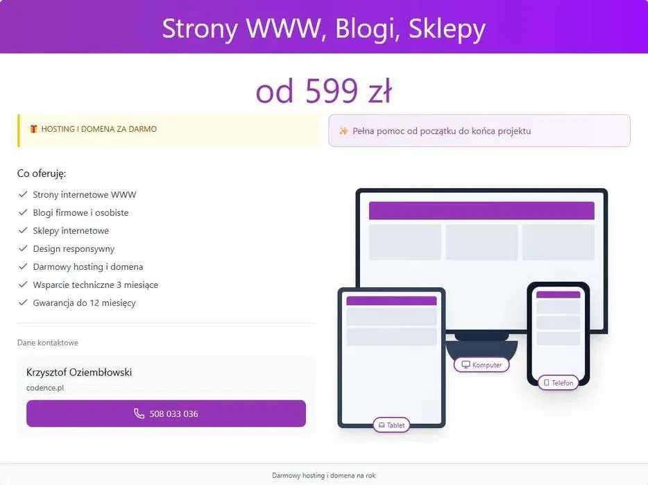 Strona internetowa dla Twojej firmy od 599zł. 10% zniżki*