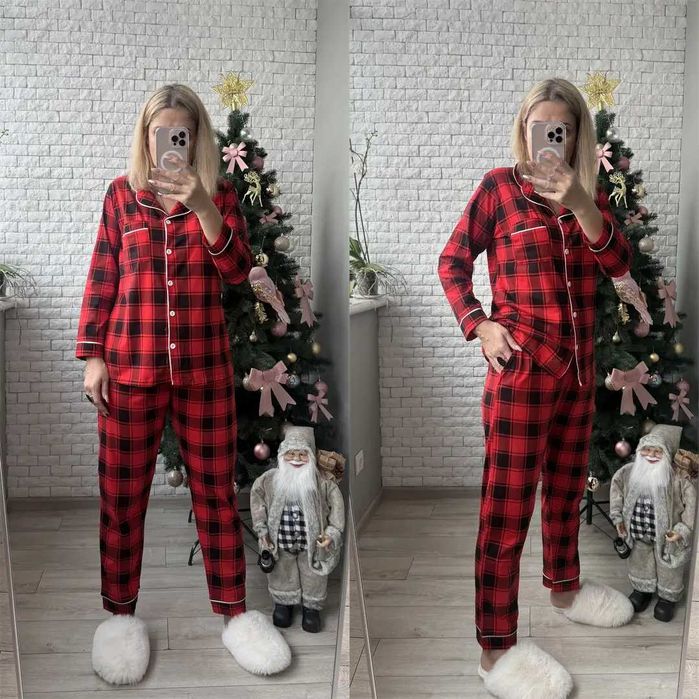 Жіноча піжама в клітинку.Новорічна піжама в клітинку