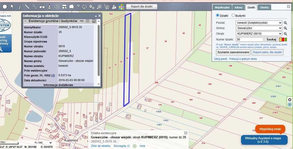 działka Kupimierz 5200m 0,52ha gmina Gowarczów powiat konecki