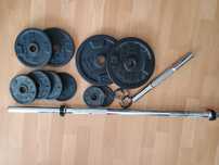 Zestaw hantla + gryf + talerze + zaciski Decathlon
