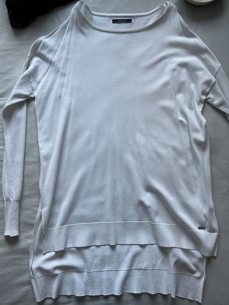 Biała bluzka asymetryczna sweterek mohito m 38