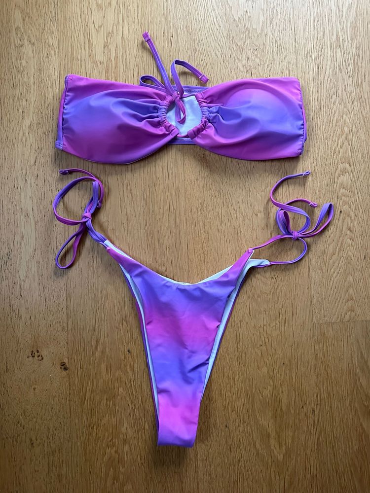 Bikini strój kąpielowy shein ombre fiolet róż nowe opaska L