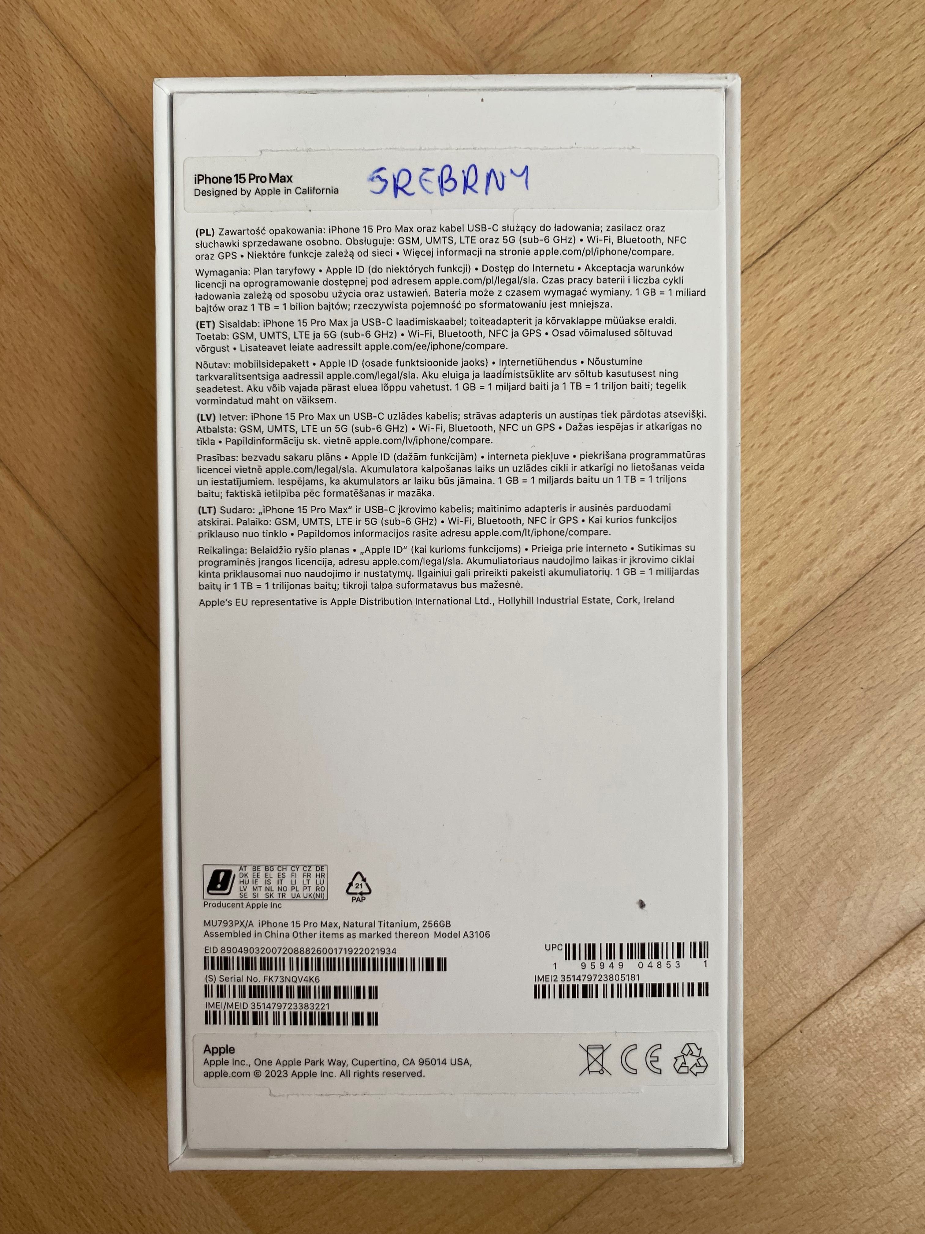 iPhone 15 PRO MAX NOWY 256 GB