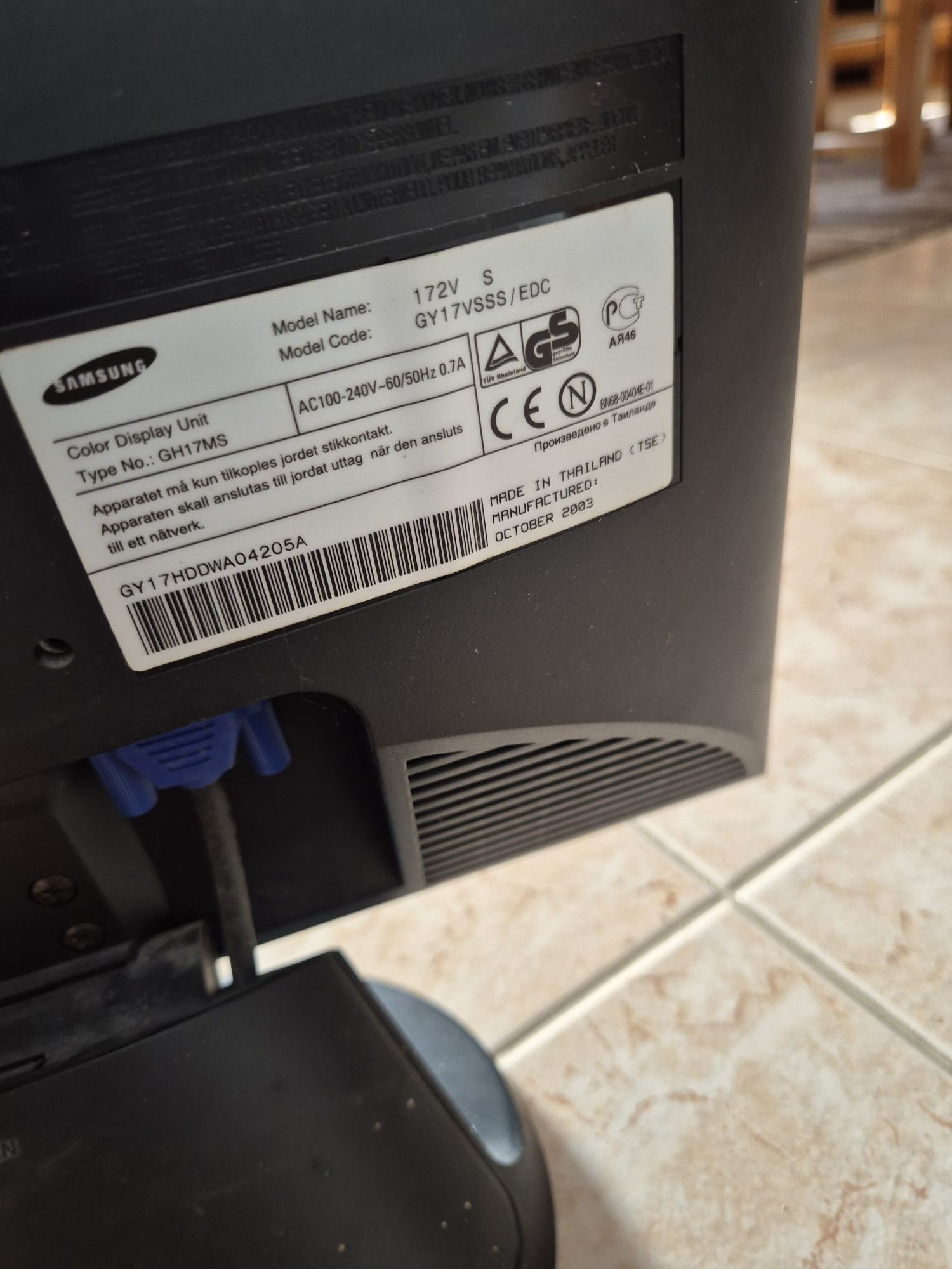 Monitor Samsung SyncMaster 172v