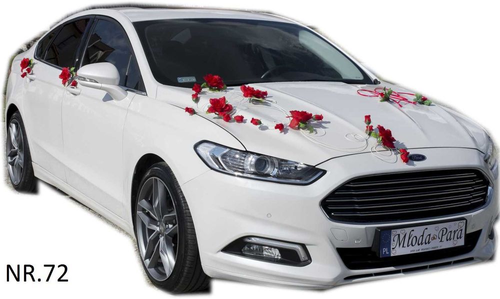 Dekoracja na samochód.Ozdoby na auto do ślubu.Stroik.zestaw 072