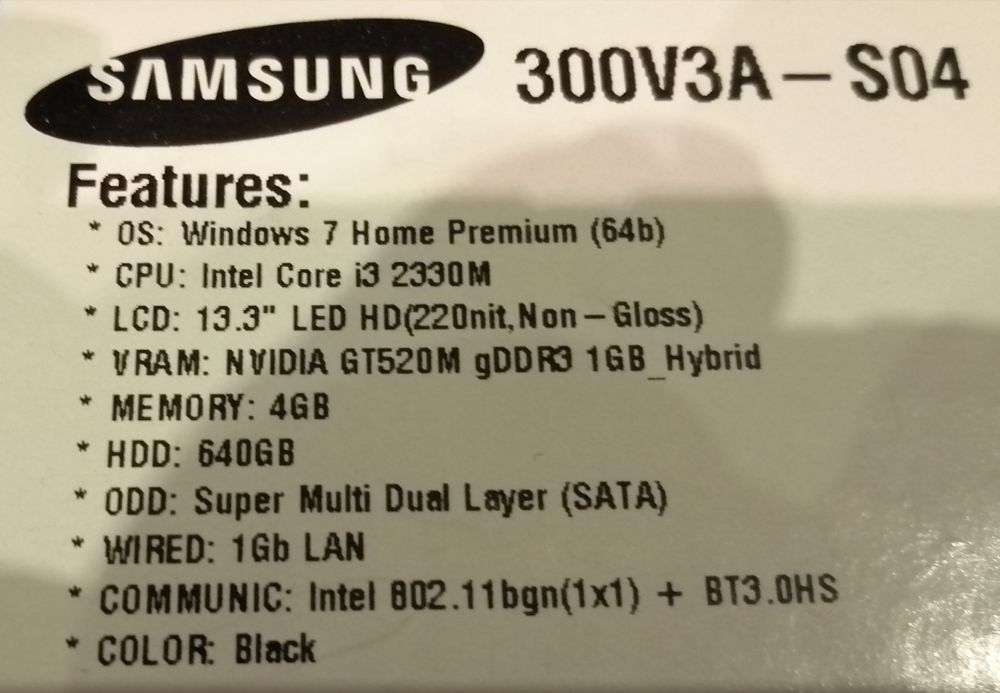 SAMSUNG NP 300 V3A - Melhorado - i3 6Gb SSD