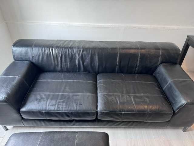 Sofá e chaise longue | Preto em pele | 80€