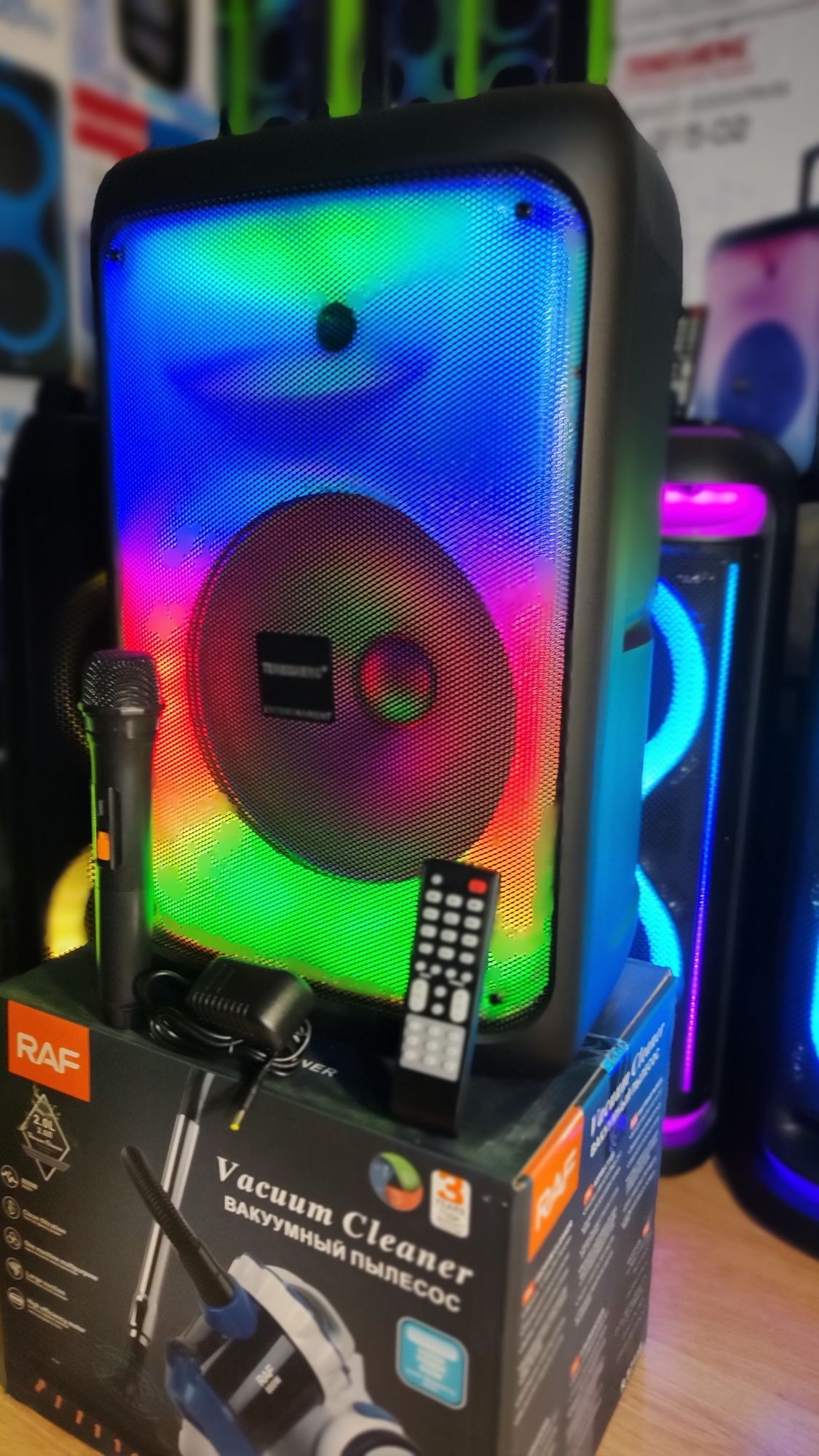 Блютуз акустика Караоке Temeisheng-12 USB/FM/Пульт ДУ/микрофон/